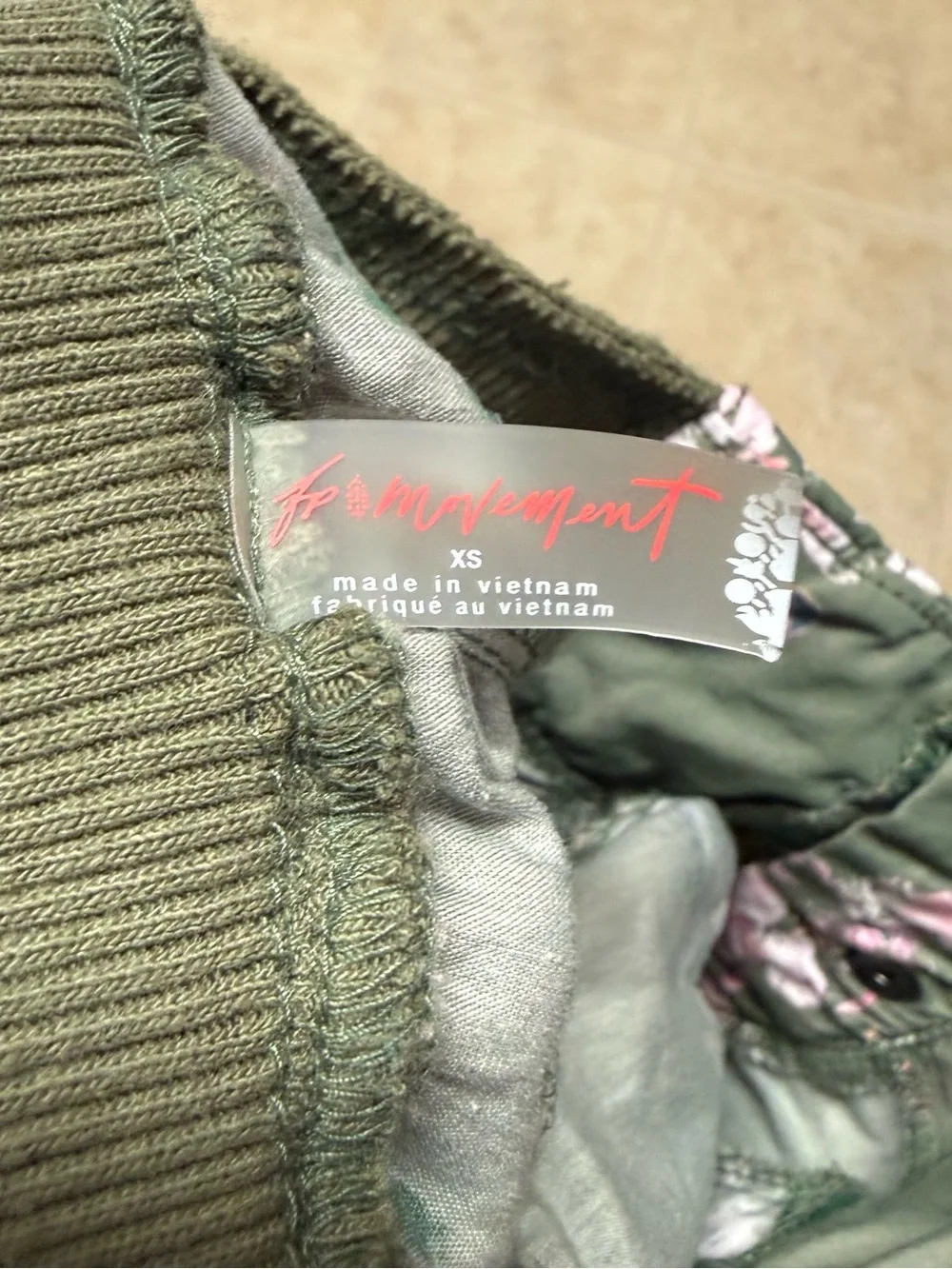 Free People Mesmerize Me Printed Lightweight Utility Cargo Pants Olive Combo